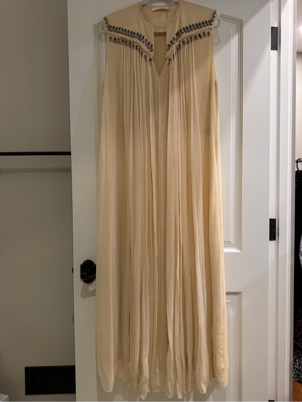 Chloé Embellished Silk Maxi Dress Soft Powder Size 40